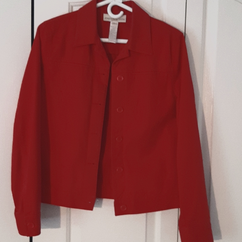 Ladies Red Jones NY jean jacket size small